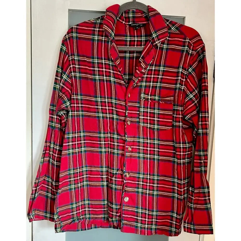 Banana Republic Women’s Sleepwear Plaid Flannel Long Sleeve Shirt Size Medium